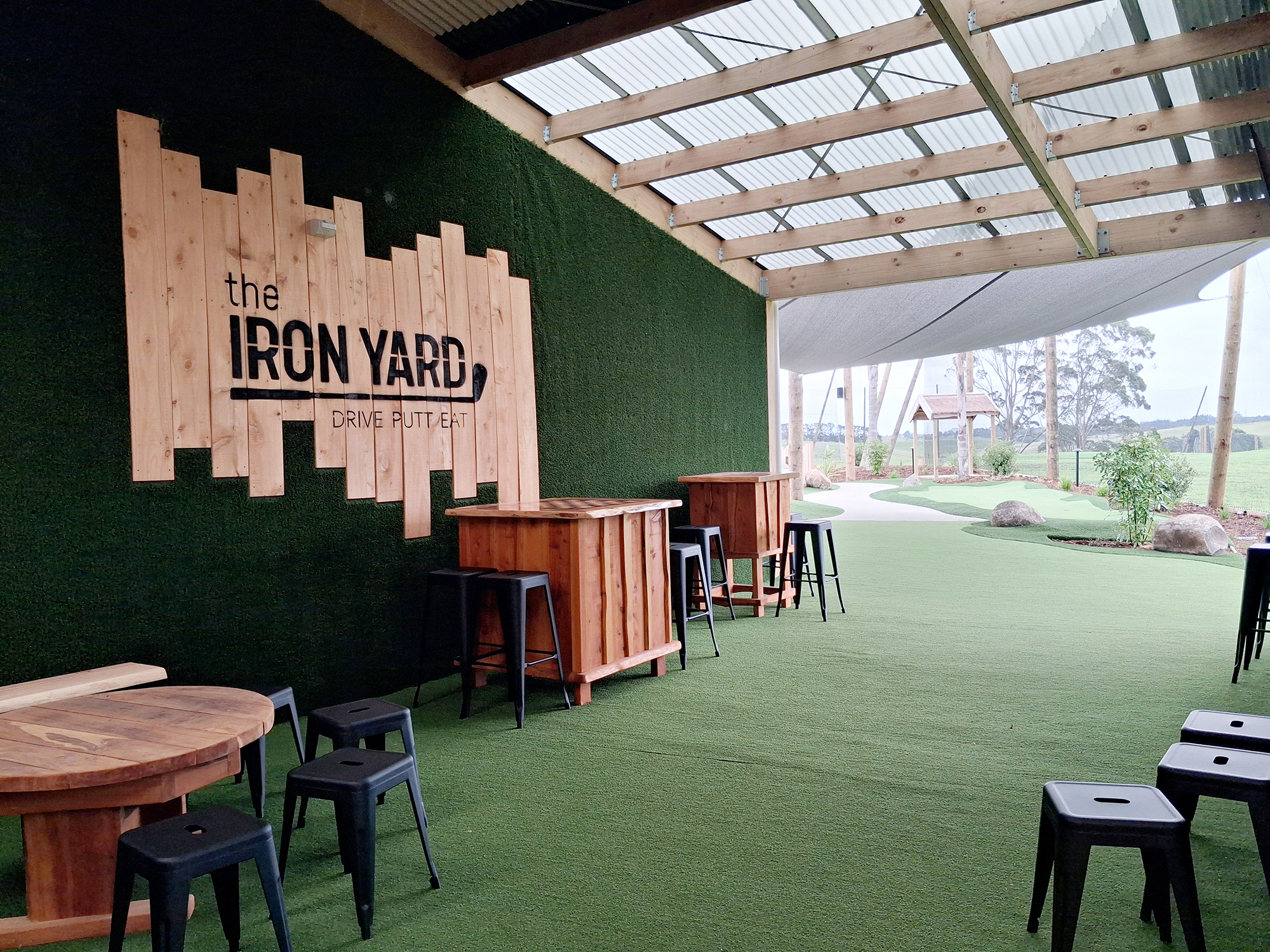 The Iron Yard ... Walk in driving range waiting area